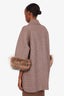 Intrend Brown Houndstooth Wool Fur Trimmed Coat Size 2