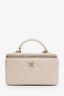 Pre-loved Chanel™ 2021+ Beige Lambskin CC Vanity Top Handle