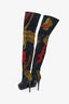 Burberry Blue/Red Suede Stiletto Thigh High Boots Size 36.5