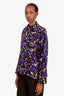 Burberry Purple Printed Long Sleeve Mock Neck Blouse Size US 4