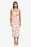 V. Chapman White Multicolour Provencal Floral The Fiorenza Midi Dress Size 0