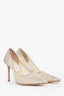 Jimmy Choo Champagne Coarse Glitter Romy 85 Pumps Size 41.5