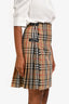 Burberry Beige House Check Wool Pleated Skirt Size 10 Kids
