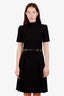 Gucci Black Horsebit Accent Knee Length Dress Size S