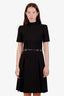 Gucci Black Horsebit Accent Knee Length Dress Size S