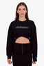 Off-White Black Cropped Crystal Embellished Logo Sweatshirt Size XS