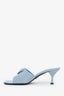 Prada Light Blue Triangle Logo Kitten Heeled Mule Size 38