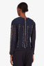 Balmain x H&M Navy/Gold Braided Sheer Long Sleeve Top Size US 12