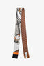 Burberry Multicolour Silk Unicorn TB Monogram Print Skinny Scarf