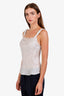 Christian Dior White/Blue Monogram Silk Lace Cami Tank Size 6