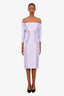 Greta Constantine Lavender Ruffle Detail Midi Dress Size L