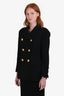 Pre-loved Chanel™ Vintage Black Tweed Logo Embroidered Sleeve with Gold Buttons Size 42