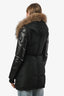 Veste Rudsak noire et marron en cuir, nylon et fourrure, longueur cuisse, taille S