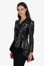 Alexander McQueen Black Lamb Leather Moto Peplum Jacket Size 38