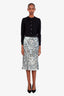 Dolce & Gabbana Silver Sequin Silk Midi Skirt Size 42