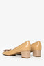 Salvatore Ferragamo Nude Patent Vara Pump Block Kitten Heels Size 7.5