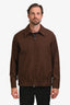 Gucci SS25 Brown Twill Logo Bomber Jacket Size 48 Men's