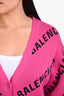 Balenciaga Cotton Wool Pink/Black Logo Oversized Cardigan Size XS