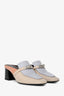 Hermès Beige/Grey/Brown Goatskin Leather 'Blossom Mules' Size 39