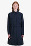 Prada Sport Navy Blue Nylon Blend Trench Coat Size 46