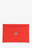 Pre-loved Chanel™ 2019 Red Quilted Lambskin CC Card Holder