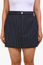 Frame Navy Pinstripe Wool Mini Skirt Size L
