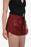 Saint Laurent Red Leather Tie Waist Shorts Size 36