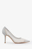 Jimmy Choo Silver Glitter Tulle Heels Size 35.5