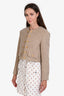 Celine Beige Wool Double Breasted Cropped Tweed Jacket Size 34