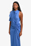 A.L.C Blue Single Draped Bunched Side 'Pia' Maxi Dress Size 6