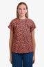 Marni Orange/Blue Floral Short Sleeve Top Size 40