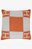 Hermès Grey/Orange Wool Cashmere Avalon Small Pillow 50cm