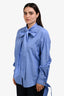 N.21 Blue Cotton Front Tie Detailed Long Sleeve Top Size 46