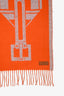 Hermès Grey/Orange Cashmere 'Sangles Equestres' Scarf