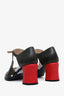 Fendi Army Green/Red Leather 'Chameleon' Mary Jane Heels Size 40