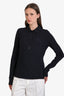 Burberry Black Cotton Embroidered Logo Long Sleeve Polo Shirt Size M