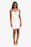 Self-Portrait White Satin Bow Detailed Mini Dress With Crystal Straps Size 4