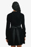 Maje Black Velvet Belted Long Sleeve Mini Dress Size 1