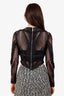 Ronny Kobo Black Lace Sheer Long Sleeve Zippered Top Size S