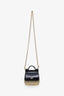 Dolce & Gabbana Black Patent Leather Gold Mini Sicily Cage Handle Bag with Strap
