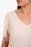 Theory Cream Cotton Blend V-Neck T-Shirt Size XL