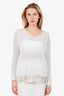 Fabiana Filippi White/Gold Linen Sheer Sweater Size XS