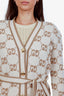 Gucci 2024 Brown Wool GG Logo Belted Cardigan Size XS