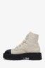 Pre-loved Chanel™ Beige/Black Leather Quilted CC Combat Boots Size 37