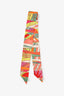 Hermès Yellow/Orange/Multicolour Silk Printed Ruler Twilly