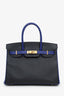 Hermès 2018 Special Order Black/Blue Epsom Leather Birkin 30