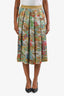 Jupe plissée Gucci en mélange de coton doré multicolore à motif tigre jacquard métallisé, taille S