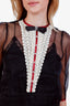 Gucci Black Sheer Puff Sleeve Crystal Bow Top with Camisole Size 38