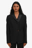 Brunello Cucinelli Black Wool Metallic Lapel Blazer Size 42