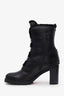Christian Louboutin Black Leather Shearling 'Glorymount' Spike Heeled Boots Size 39